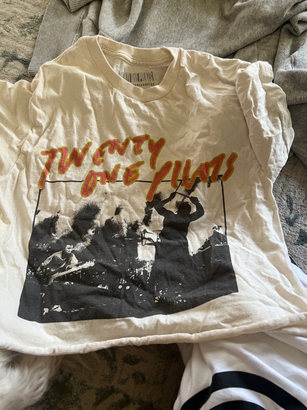 Twenty One Pilots White Graphic Crop Top